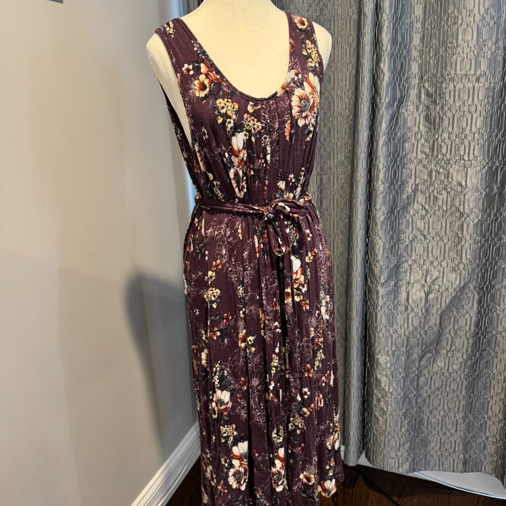 Latched Mama Women's Pleated Nursing Dress Maroon Floral One Size Fits All